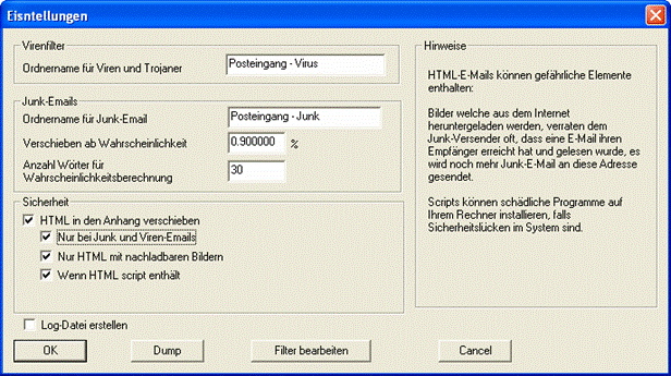 Screenshot vom Programm: QMailFilter